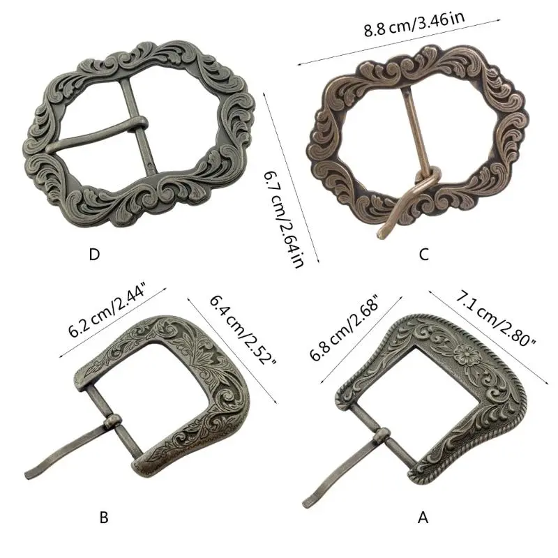 652F Vintage Patterned Belt Buckle for Men Women Waist Belt Metal Clasp Buckle for Teenager Boys Unisex Cowboy Belt Buckle