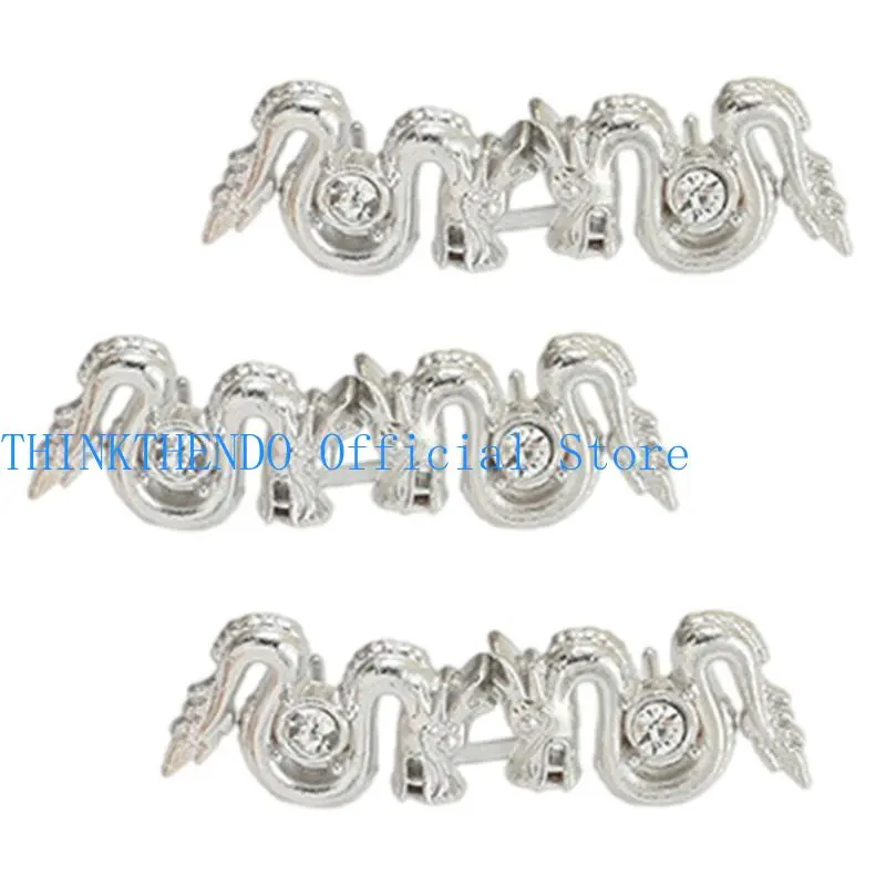 652F 3Set Chinese Dragon Waist Buckle Cincher Clip Waist Brooch Hook for Jeans Pants Plated Waist Tightener Clip Waist Decors