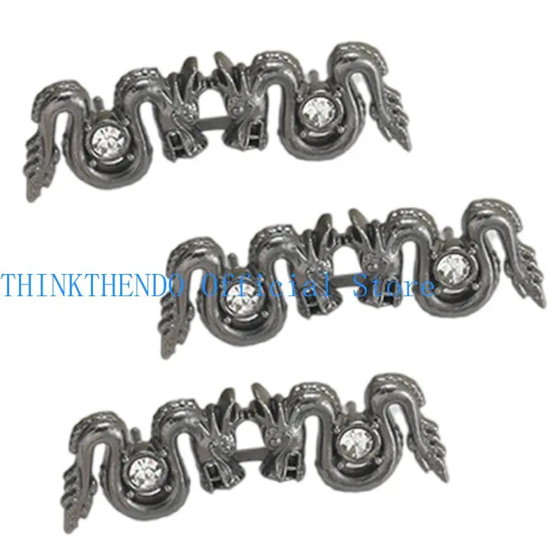 652F 3Set Chinese Dragon Waist Buckle Cincher Clip Waist Brooch Hook for Jeans Pants Plated Waist Tightener Clip Waist Decors