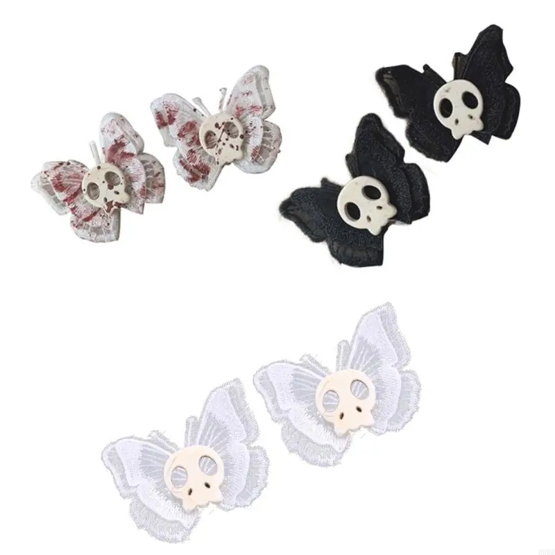 652F Novelty Hair Pins Elastic Headband for Butterfly Skeleton Hair Ropes Women Ponytail Holder for Girls Hair