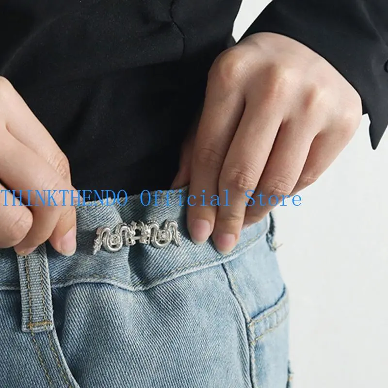 652F 3Set Chinese Dragon Waist Buckle Cincher Clip Waist Brooch Hook for Jeans Pants Plated Waist Tightener Clip Waist Decors