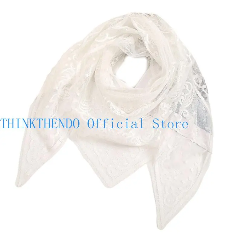652F Fashion Mantilla Wedding Party Shawl for Woman Lace Trim Wrap Casual Scarves Shawl Veils Foulard Female Mantilla