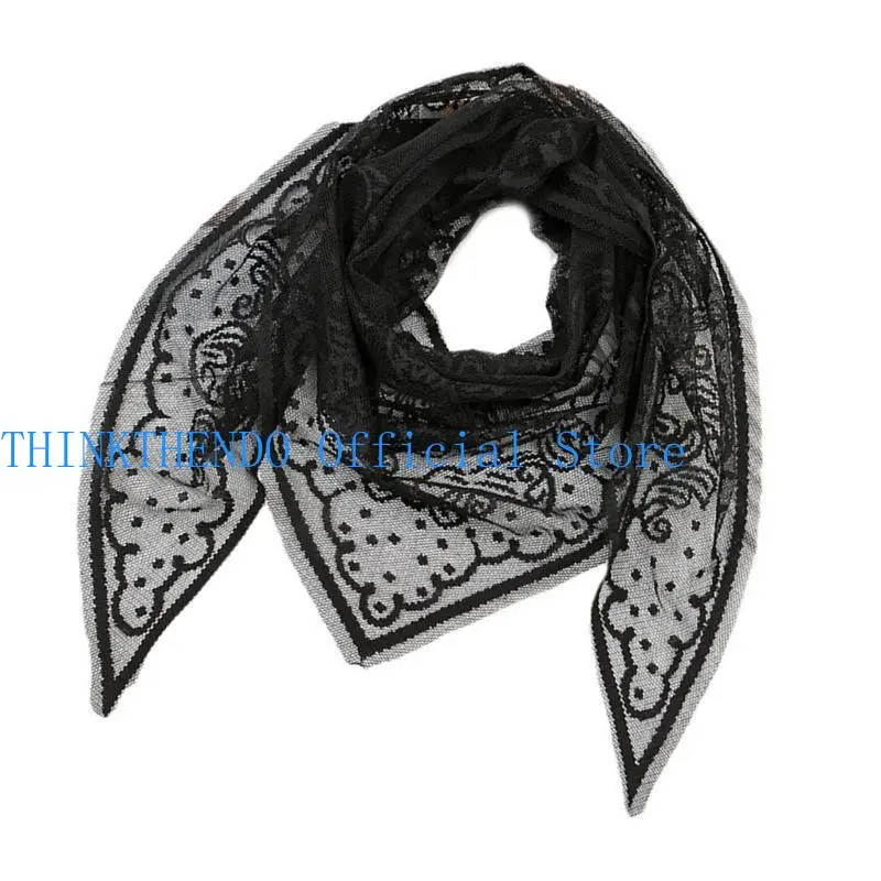 652F Fashion Mantilla Wedding Party Shawl for Woman Lace Trim Wrap Casual Scarves Shawl Veils Foulard Female Mantilla