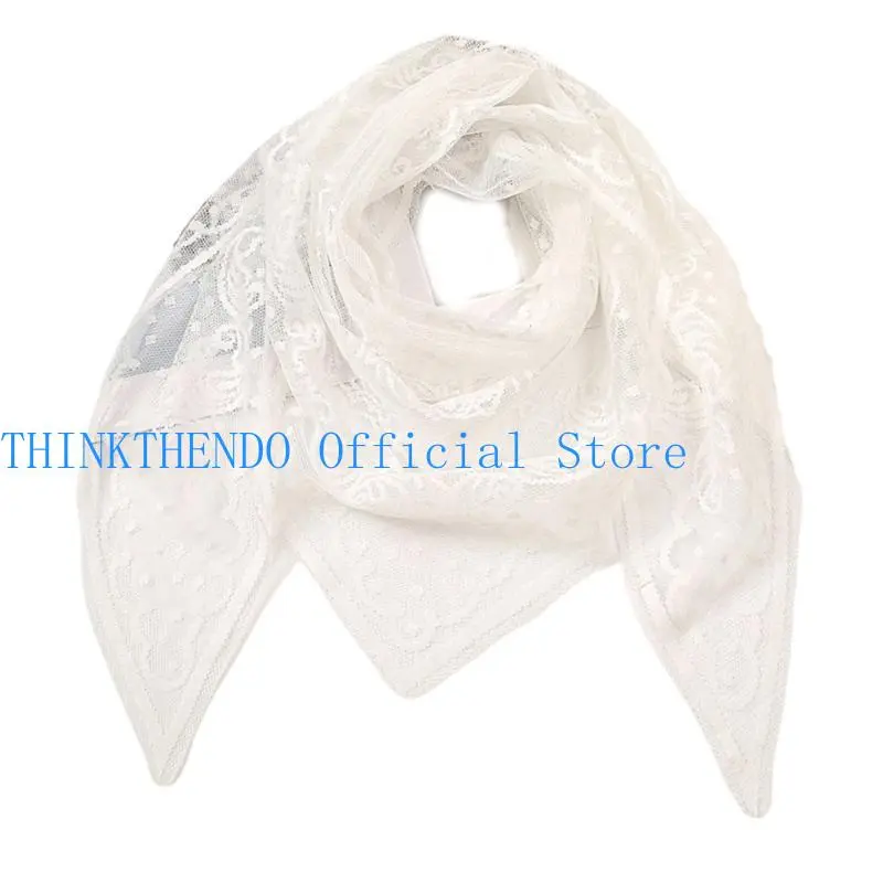 652F Fashion Mantilla Wedding Party Shawl for Woman Lace Trim Wrap Casual Scarves Shawl Veils Foulard Female Mantilla