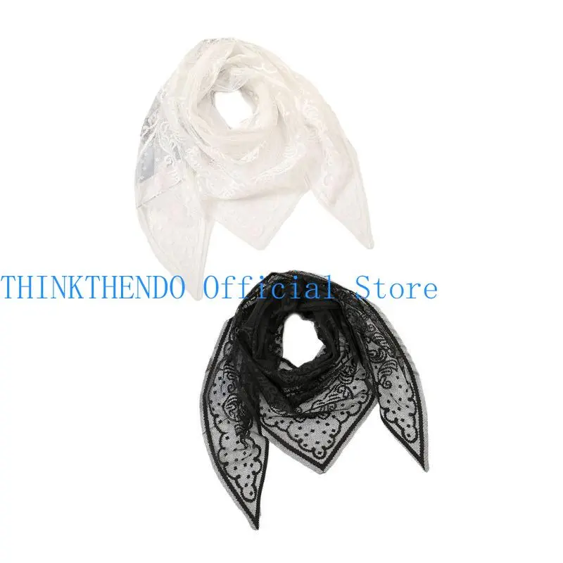652F Fashion Mantilla Wedding Party Shawl for Woman Lace Trim Wrap Casual Scarves Shawl Veils Foulard Female Mantilla