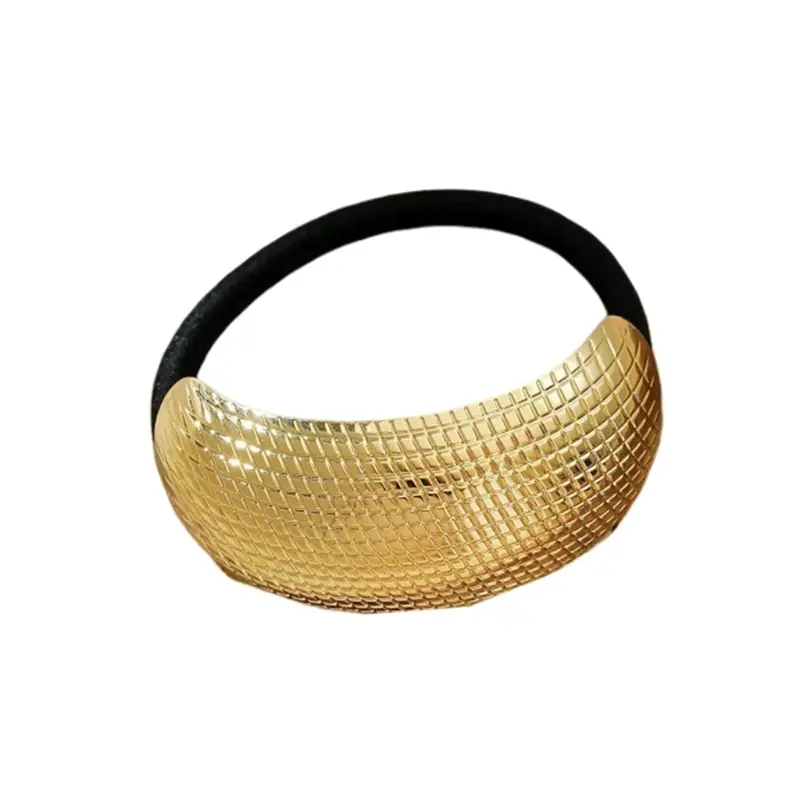 652F Elegant Shell Shaped Metal Scrunchies Hair Rope For Women Lightweight Ponytail Holder Women's Wedding Party Hair Bands