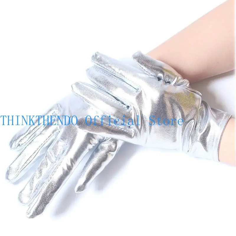 39BB Leather Gloves Women Fashion Party Gloves Lady Short Gloves Shimmering Uniform Mittens Evening Party Gloves
