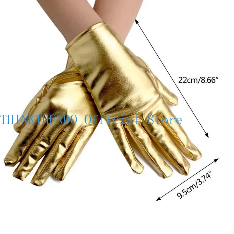 39BB Leather Gloves Women Fashion Party Gloves Lady Short Gloves Shimmering Uniform Mittens Evening Party Gloves
