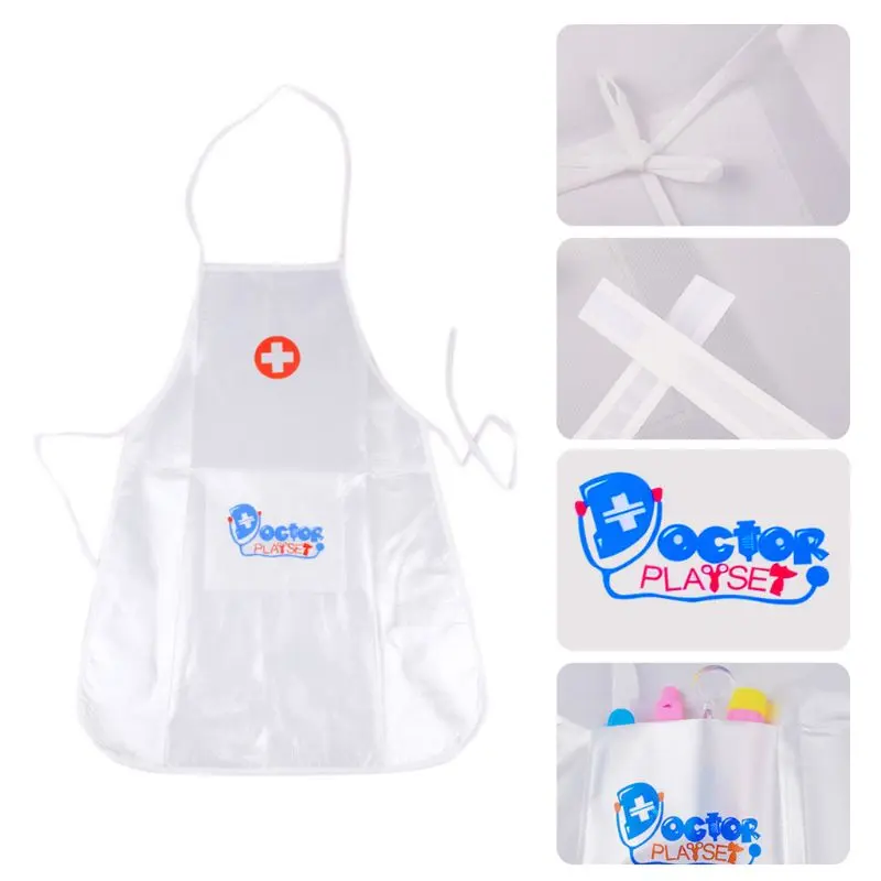 652F Children Kids Doctor Nurse Cosplay Costume Adjustable Apron with Headdress Hat Uniforms Performance Halloween Party Wear