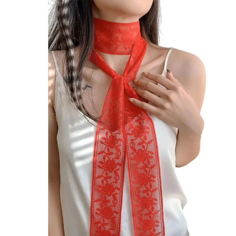 652F Fashionable Lace Wrap Evening Party Scarves Daily Commute Soft Neckerchief for Fashionable Women