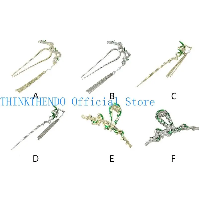 652F Decorative Snake Hair Pin for Female Girl Hair Elegant Hair Claw Clip Traditional Costume Hair Styling Accessories