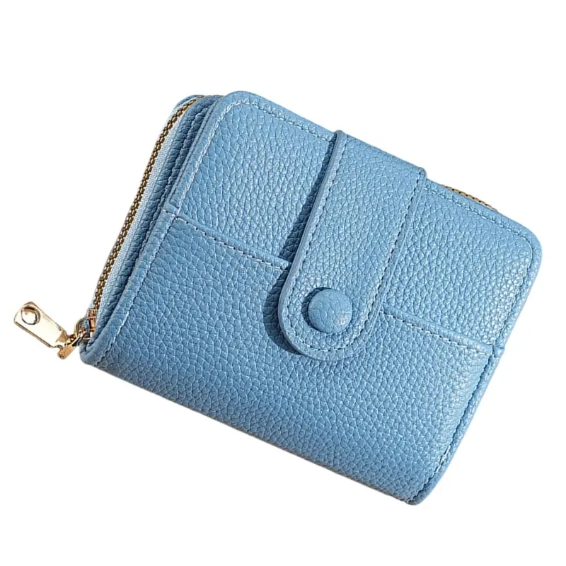 652F Large Capacity Wallet Solid Color Short Purse Card Case PU Leather Coin Purse Fashion Wallet with Card Holder for Daily