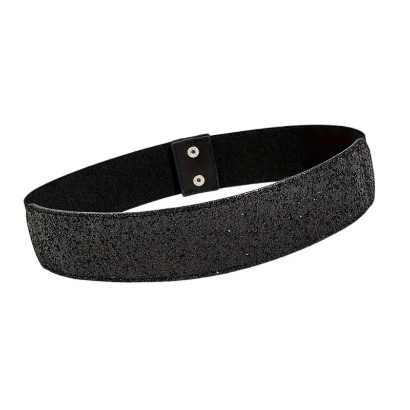 652F Sequins Waist Cincher Sparkling Wide Waistband Fashionable Adjustable Waist Belt for Women Fashionable Accessories