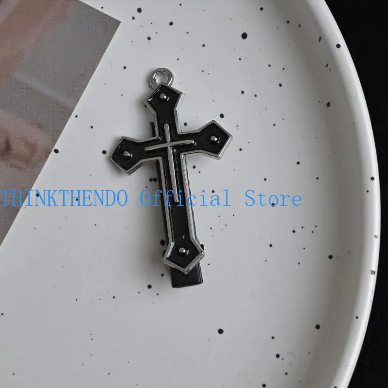 39BB Dark Black Crosses Hair Clip Crosses Hairpin Sweet Balletcore Bunches Hair Clip