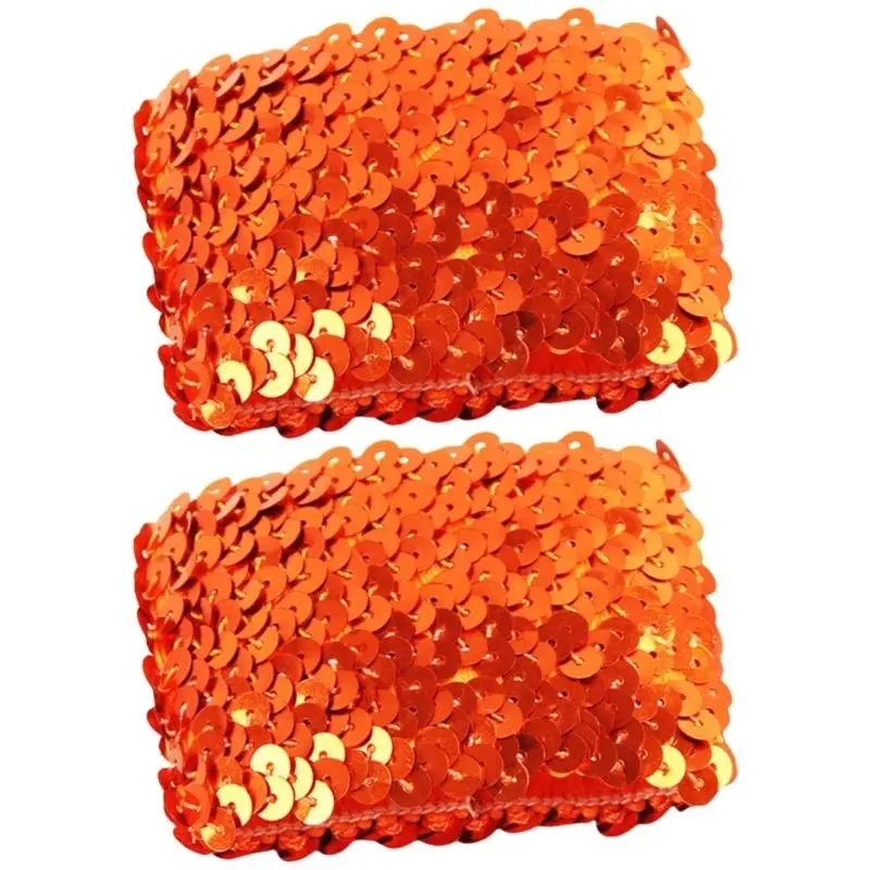 652F Glittering Sequined Cuffs Party Dressingup Arm Sleeves Elastic Wrist Cuffs Decorative Cuff Sleeves for Women and Girl