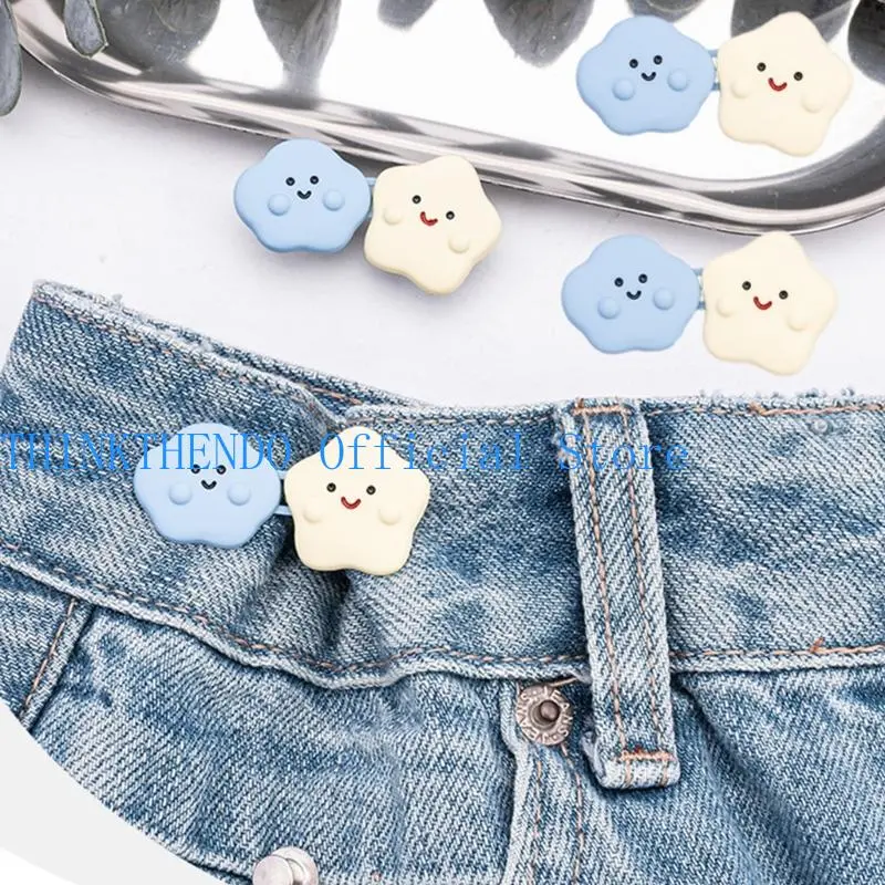 39BB 3PCS Cloud Theme Waist Adjuster Clip NonSewing Waist Tighteners For Loose Jeans Pants Women Waist Decoration