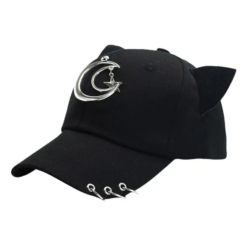 652F Cats Ear Baseball Hat for Girls Women Kitten Ears Casual Hat for Sports Gym Mountain Camping Hat Outdoor Activity