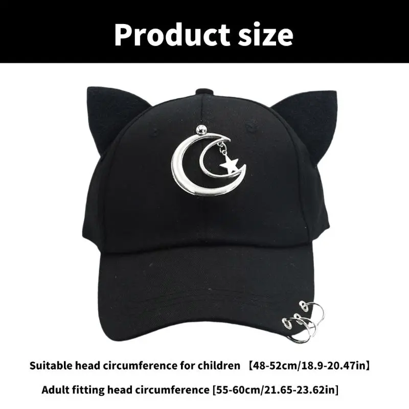 652F Cats Ear Baseball Hat for Girls Women Kitten Ears Casual Hat for Sports Gym Mountain Camping Hat Outdoor Activity