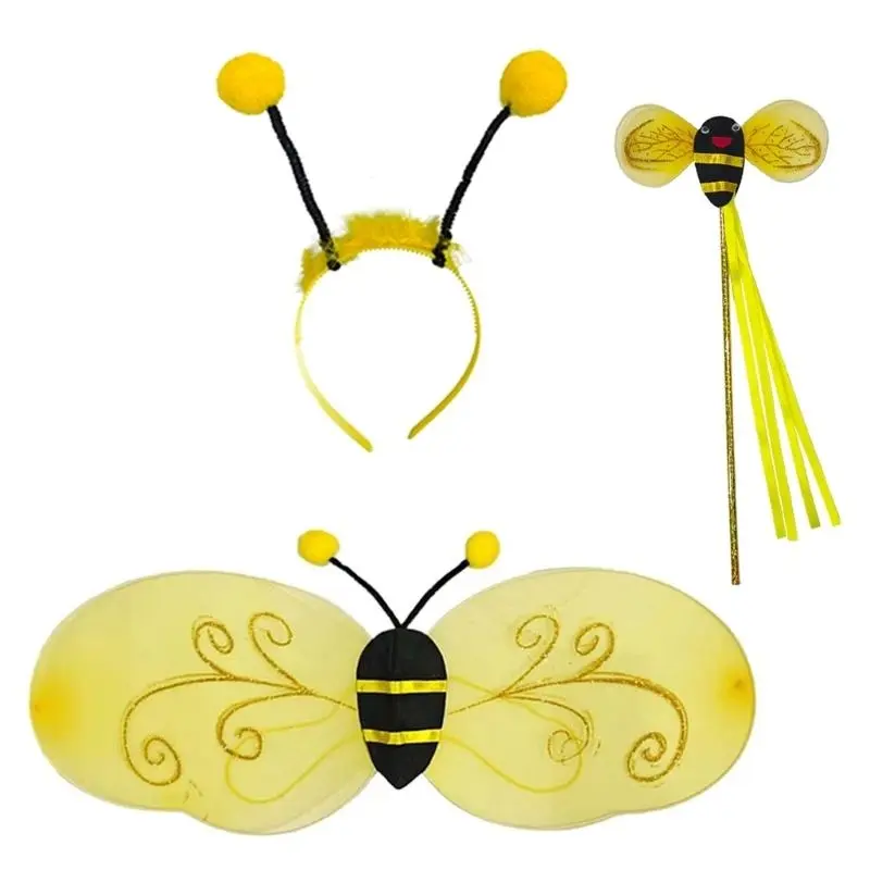 652F Animal Wing Halloween Costume Accessory Animal Role Play Wing Headband Wand for Women Kid Halloween Masquerade Cospaly