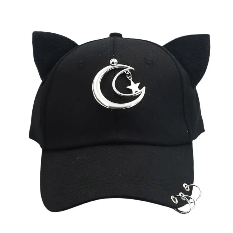 652F Cats Ear Baseball Hat for Girls Women Kitten Ears Casual Hat for Sports Gym Mountain Camping Hat Outdoor Activity
