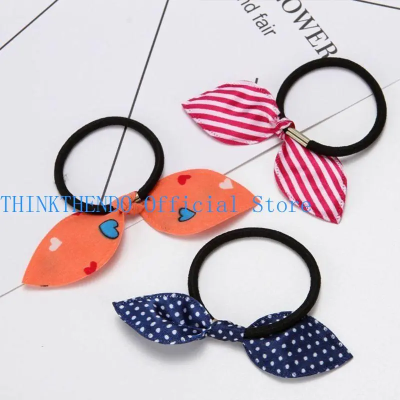 39BB Elastic Rubber Band Hair Ties Rabbit Ears Headband Girls Ponytail Holder