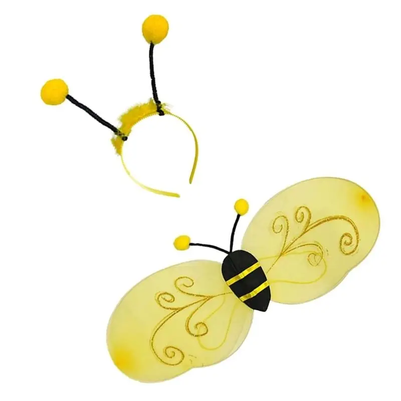 652F Animal Wing Halloween Costume Accessory Animal Role Play Wing Headband Wand for Women Kid Halloween Masquerade Cospaly