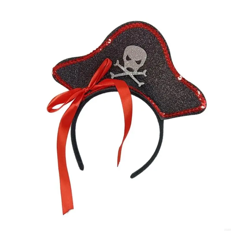 652F Caribbeans Pirate Headbands Festives Party Hair Hoop Adjustable Hairbands for Cosplay and Parties