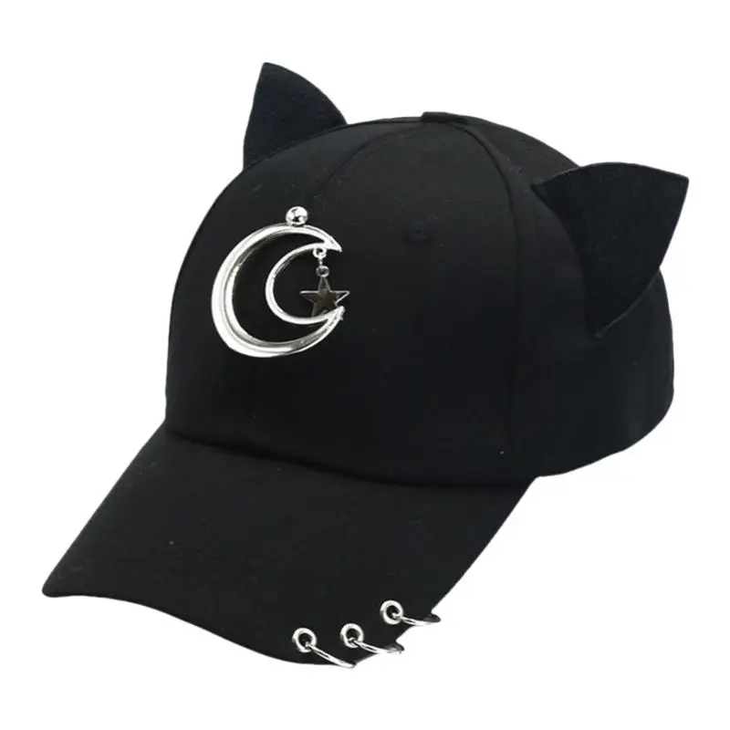 652F Cats Ear Baseball Hat for Girls Women Kitten Ears Casual Hat for Sports Gym Mountain Camping Hat Outdoor Activity