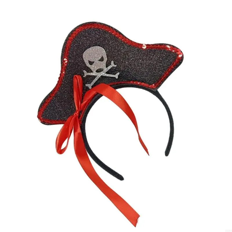 652F Caribbeans Pirate Headbands Festives Party Hair Hoop Adjustable Hairbands for Cosplay and Parties