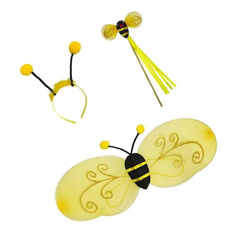 652F Animal Wing Halloween Costume Accessory Animal Role Play Wing Headband Wand for Women Kid Halloween Masquerade Cospaly