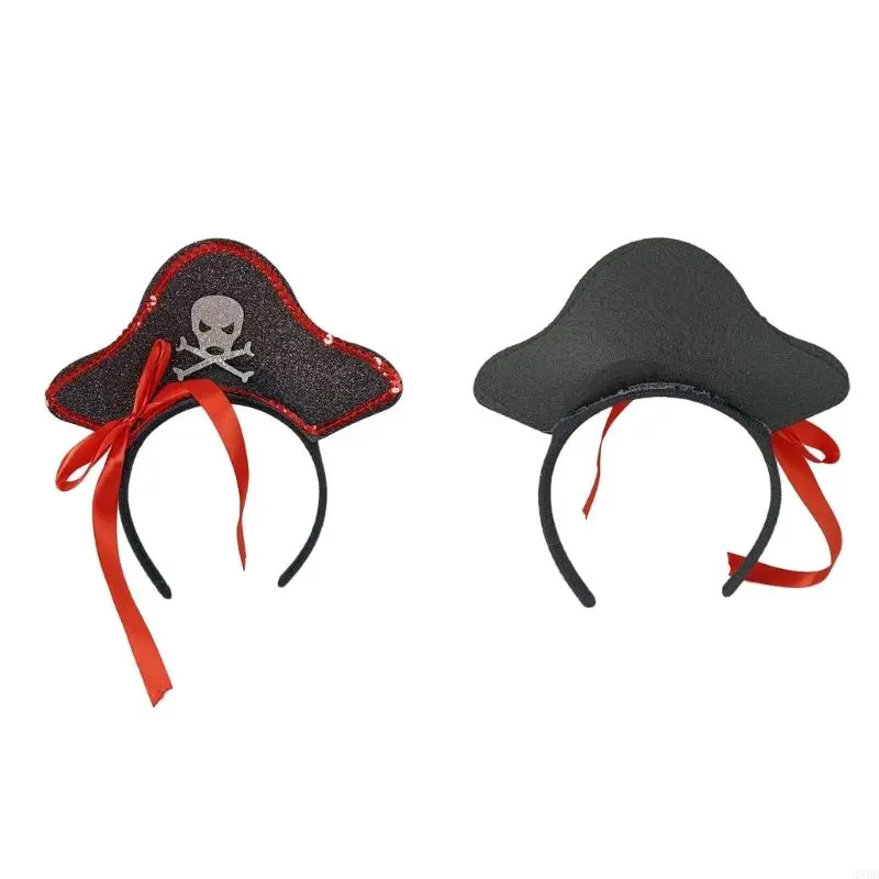 652F Caribbeans Pirate Headbands Festives Party Hair Hoop Adjustable Hairbands for Cosplay and Parties