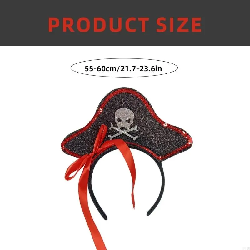 652F Caribbeans Pirate Headbands Festives Party Hair Hoop Adjustable Hairbands for Cosplay and Parties