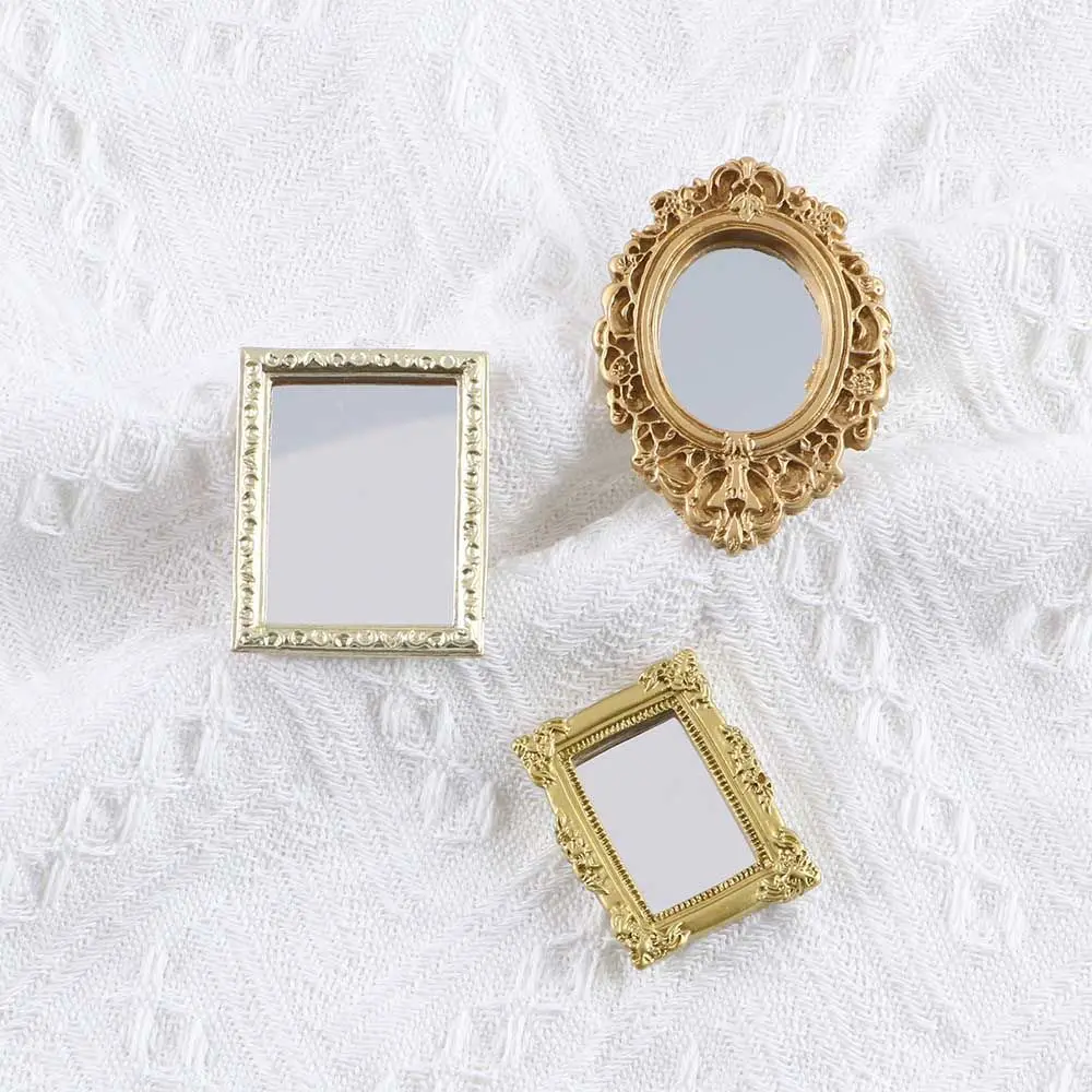 European Frame Doll House Decor Mini Victorian Tiny Ornament Miniature Furniture Dollhouse Mirror