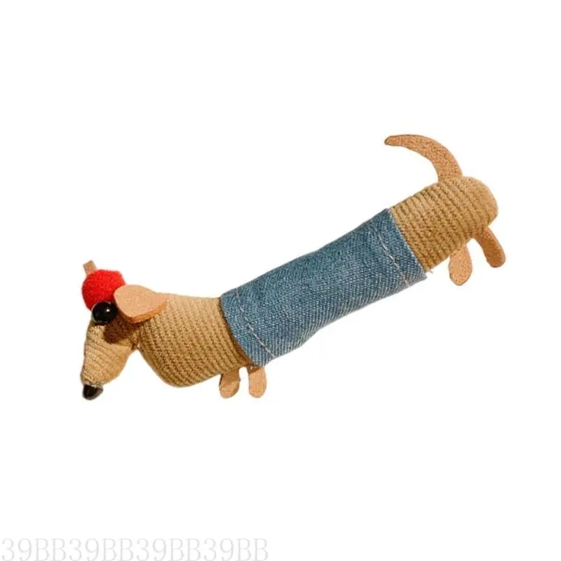 652F Stuffed Dachshund Hairclip for Girls Kids Hair Shaping Side Pin Hair Styling Tool Plush Hair Pin Lovely Hair Decoration