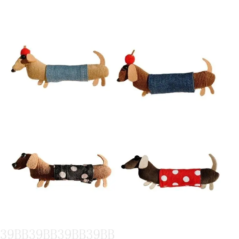 652F Stuffed Dachshund Hairclip for Girls Kids Hair Shaping Side Pin Hair Styling Tool Plush Hair Pin Lovely Hair Decoration