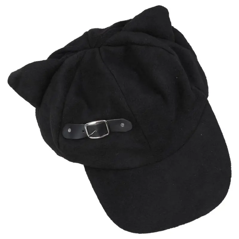 652F Lovely Devil Ear Hat for Adult 2000s Anime Belt Decors Hat Adjustable Newsboys Caps Casual Wear Street Dancing Hat