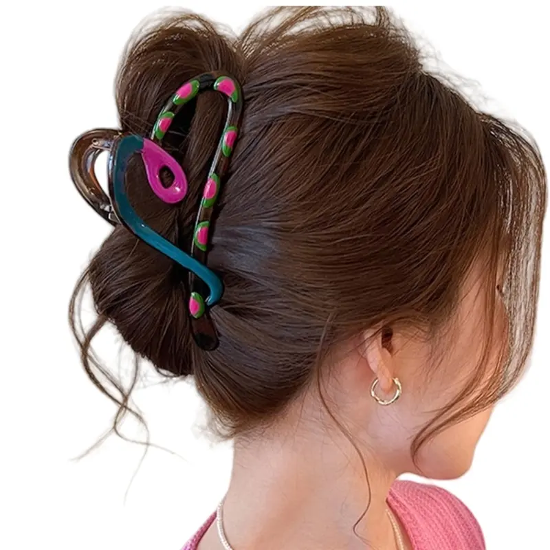 652F Fashionable Hair Claw Clip With Heart/Bowkinot Design Nonslip Strong Hair Grip Hair Claw For Women Ponytail Holder
