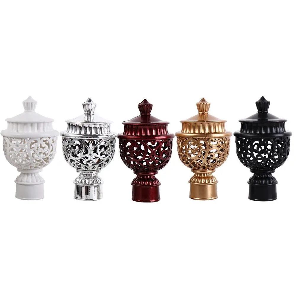 2pcs Durable Decorative Plastic Drapery Rail Ends Curtain Rod Head Curtain Accessories Curtain Rod Cap