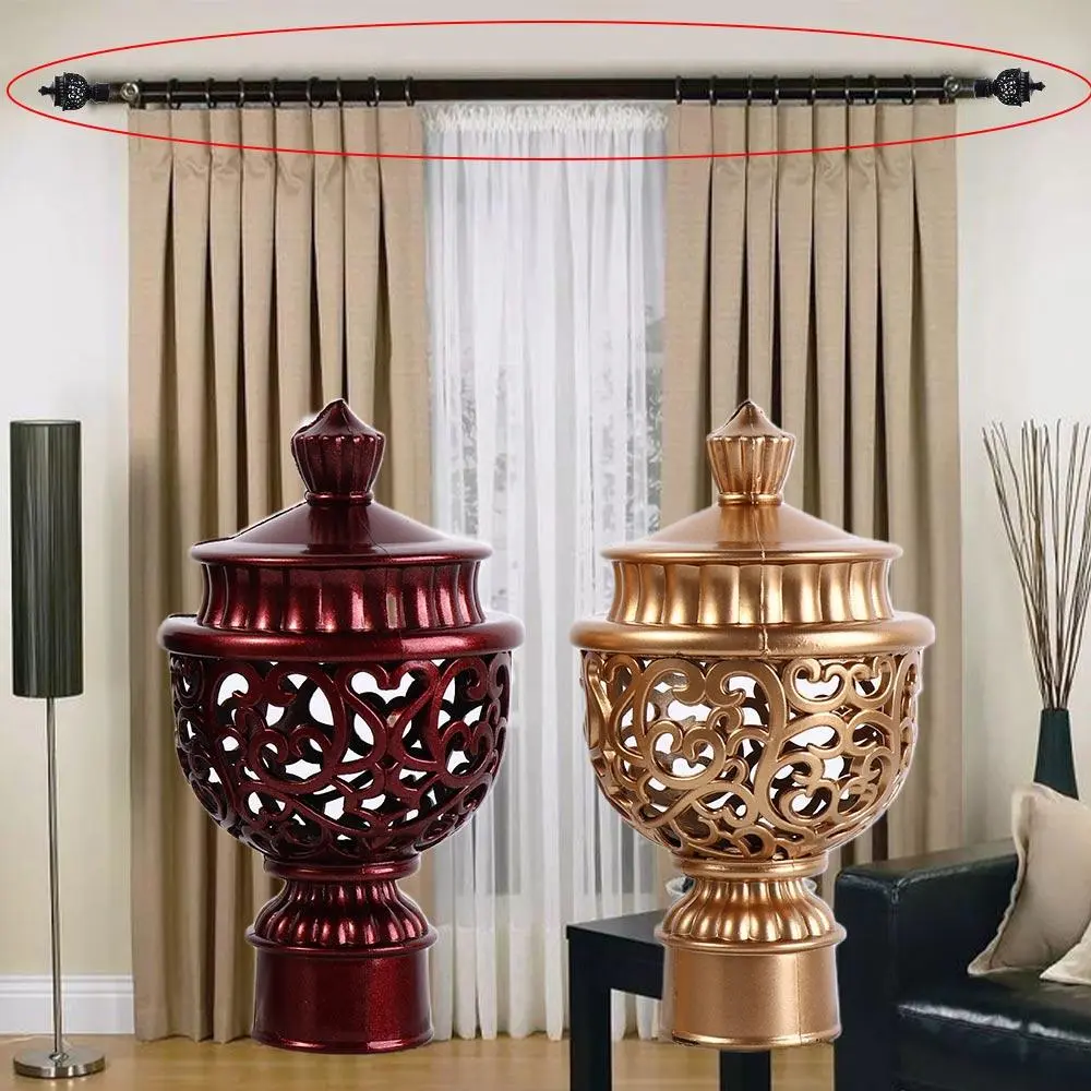 2pcs Durable Decorative Plastic Drapery Rail Ends Curtain Rod Head Curtain Accessories Curtain Rod Cap
