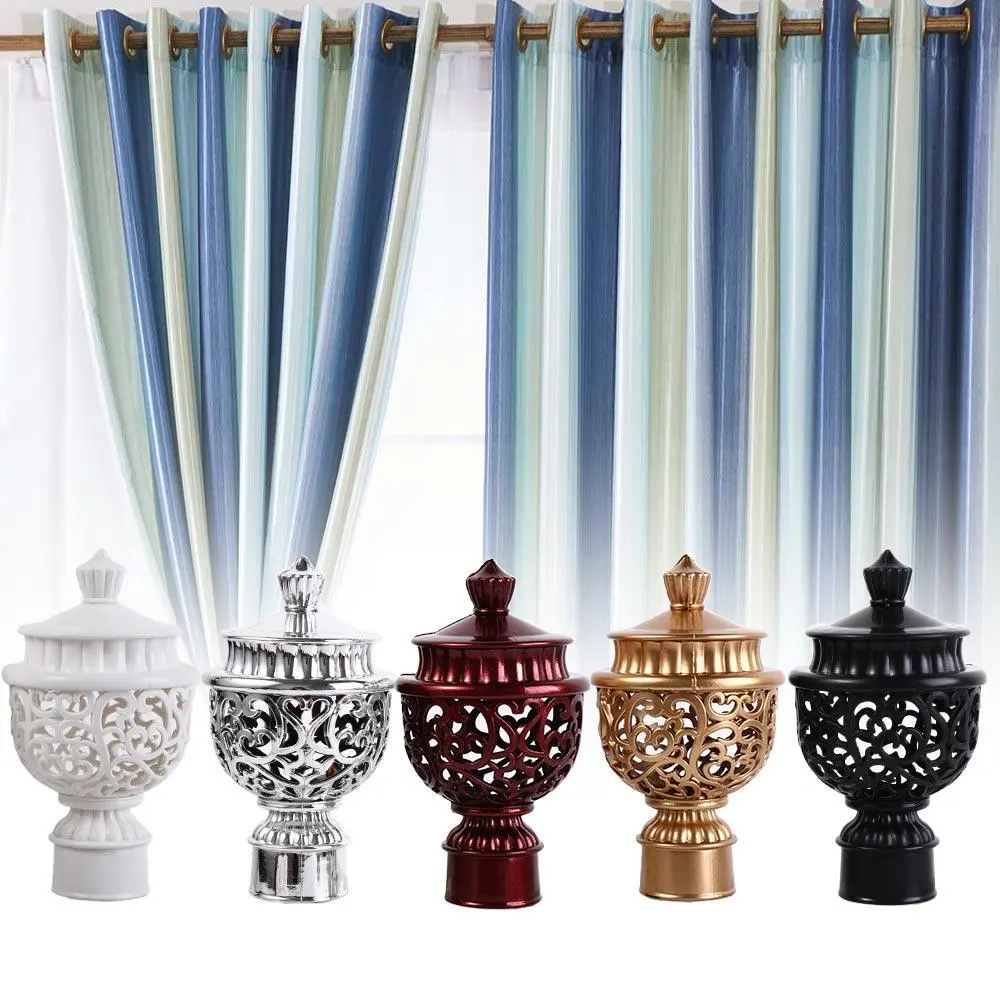 2pcs Durable Decorative Plastic Drapery Rail Ends Curtain Rod Head Curtain Accessories Curtain Rod Cap