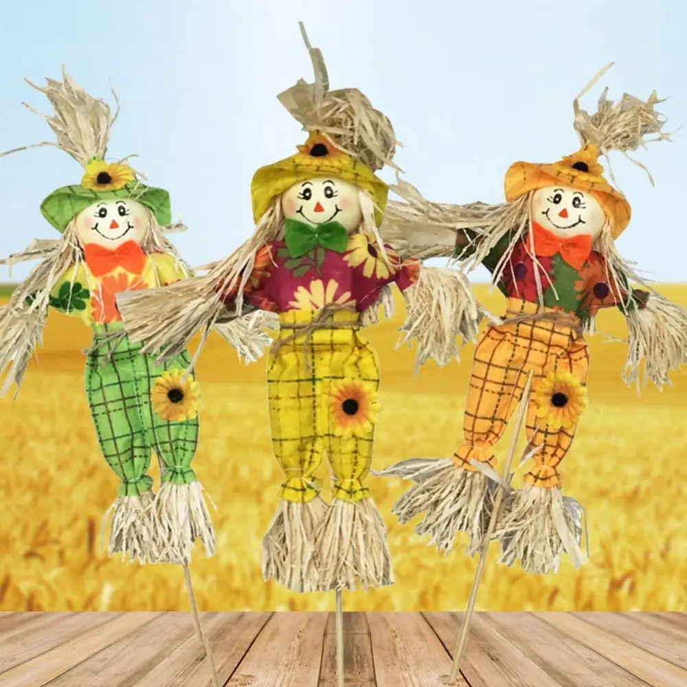 Cute Halloween Scarecrow Ornament Small Standing Scarecrow Welcome Sign Cartoon Garden Scarecrows Ornament Home Ornament