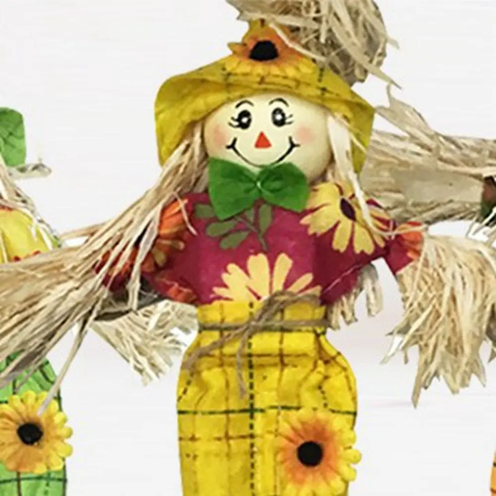 Cute Halloween Scarecrow Ornament Small Standing Scarecrow Welcome Sign Cartoon Garden Scarecrows Ornament Home Ornament