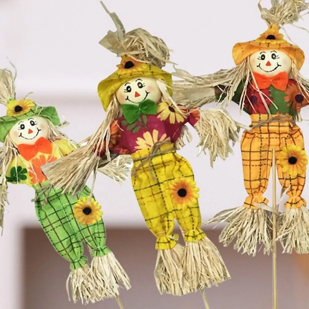 Cute Halloween Scarecrow Ornament Small Standing Scarecrow Welcome Sign Cartoon Garden Scarecrows Ornament Home Ornament