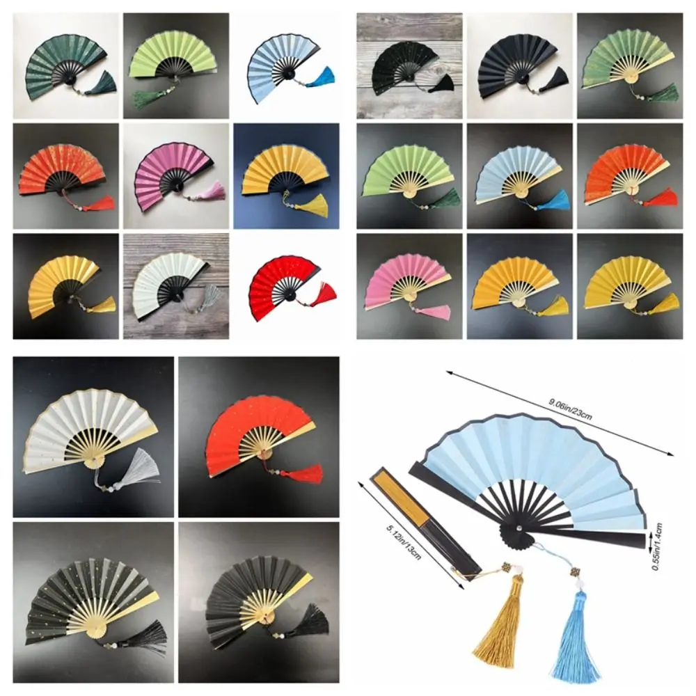 Party Decor Ornaments 4 Inch Folding Fan Mini Gilded Rice Paper Hanfu Fan Colorful Bamboo Handle Paper Fans Held Dance Fans