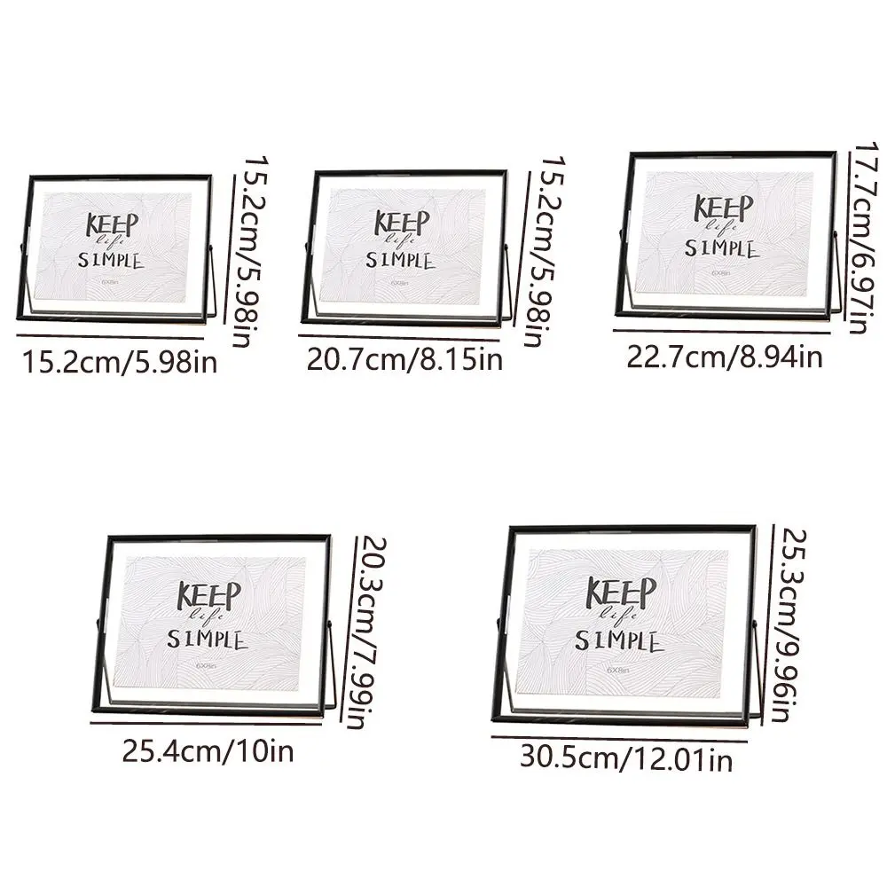 Minimalist Style Metal Photo Frame Transparent Surface Free Standing Tabletop Decorative Frame Sturdy Horizontal