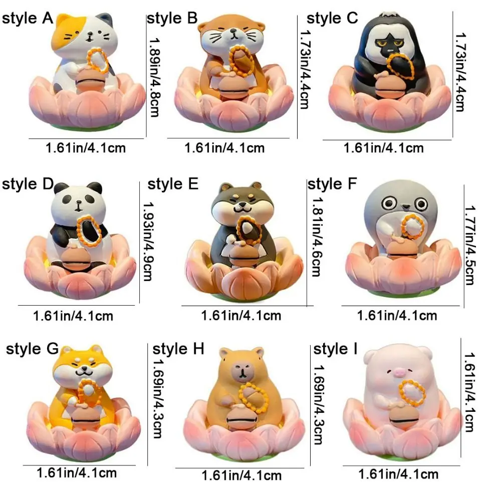 Exquisite Resin Good Luck Lotus Ornament Cartoon Buddha Style Capybara Model Figure Lovely Cute Lotus Pig Car Ornaments Table