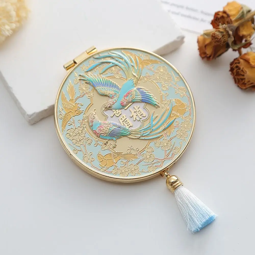 Chinese Style Metal Makeup Mirror Folding Portable Cosmetic Mirror Creative Exquisite Handheld Mirror Student
