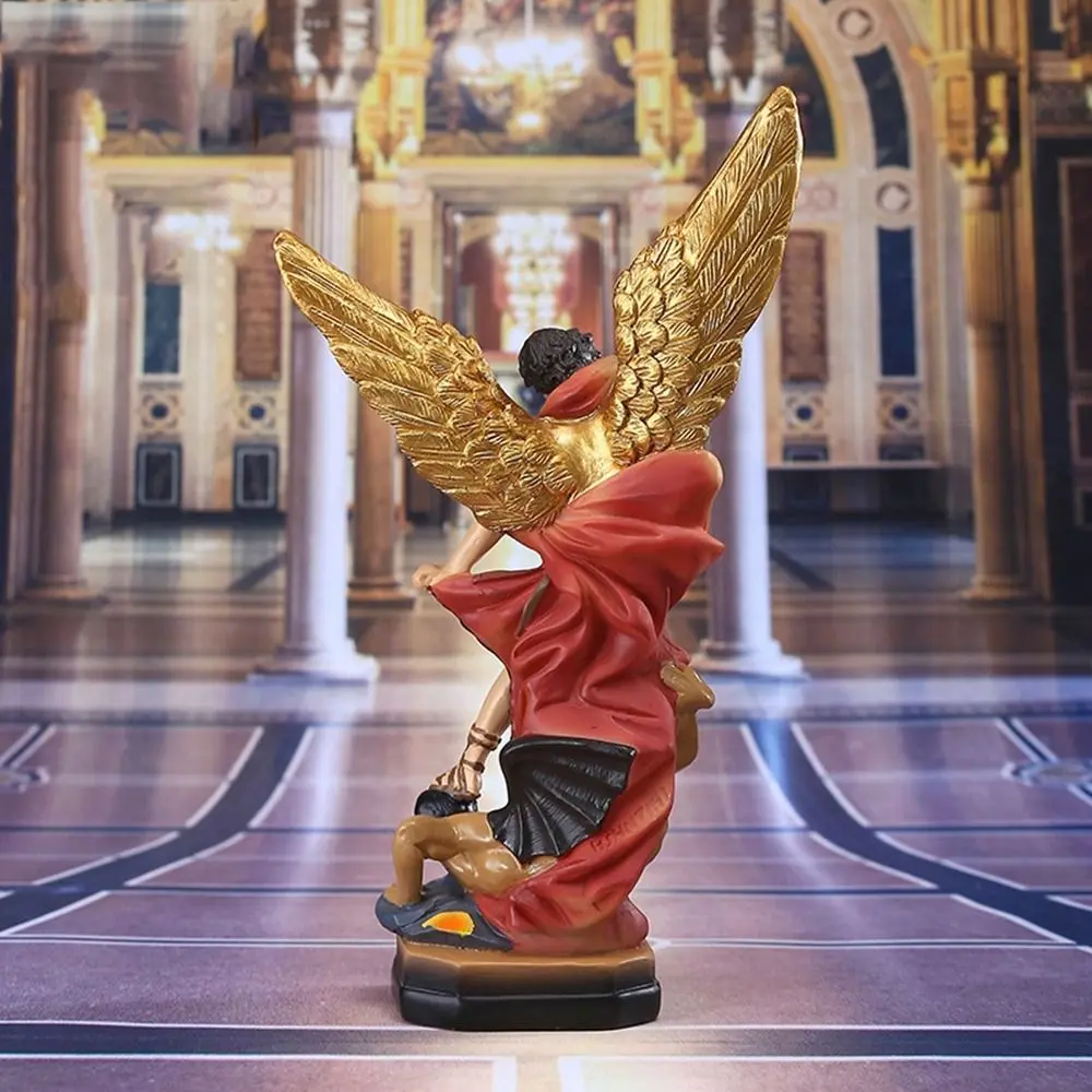 Classical Saint Milka Angel Statue Resin Saint Milka Angel Killing Demon God Sculpture Handmade Swords Angel Religious Statue