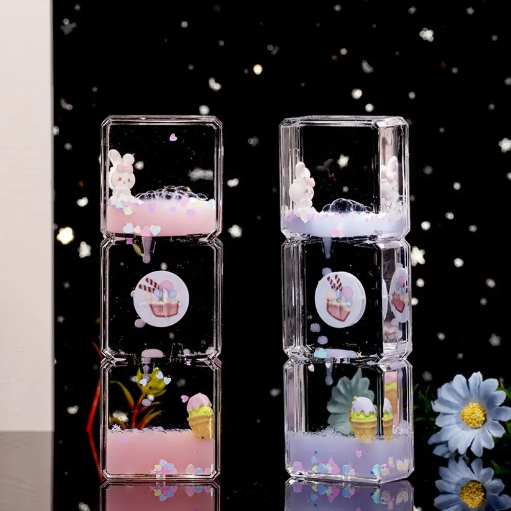 Creative Liquid Hourglass Acrylic Ice Cream Desk Decorations Lightweight Cute Rabbit Hourglasses Timer Toys