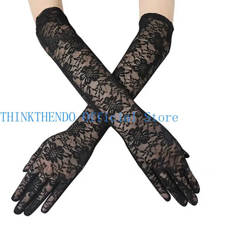 39BB Evening Dinner Lace Gloves Proms Gloves Long Gloves for Opera Women Lady Theme Proms